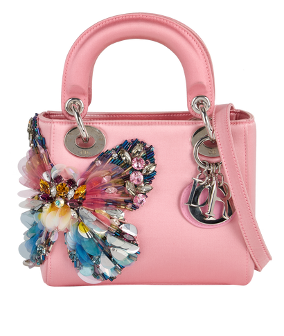Mini Butterfly Embellished Lady Dior, &pound;2,400, Handbags, Pink, Satin, Front view